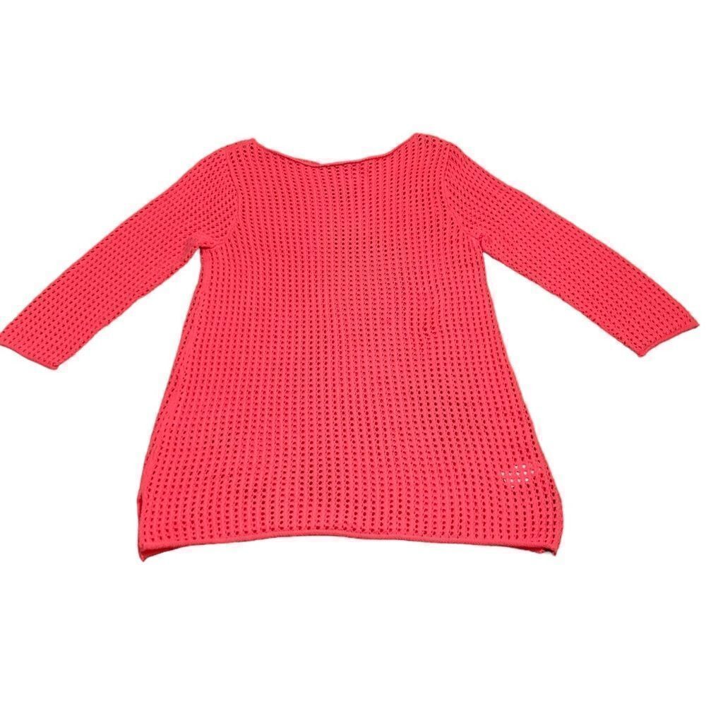 NWT Jeanne Pierre Pink Hibiscus 3/4 Sleeve Sweater, Size L